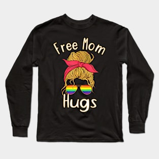 Free Mom Hugs Messy Bun LGBT Pride Long Sleeve T-Shirt